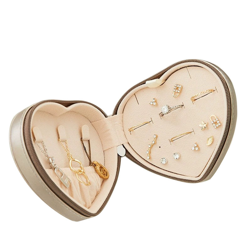 Sunyi Dream Love Heart Shape Faux Leather Gift Travel Jewelry Box